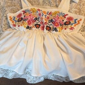 Embroidered White Sleeveless Top